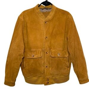 Vintage Mephisto Brown Suede Bomber Aviator Jacket Soft Goat Leather Sz 48 (M/L)